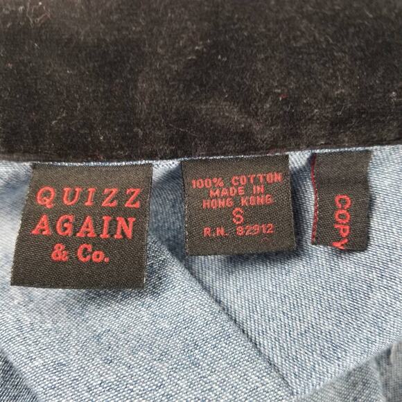 Quizz Again Company Blue Denim Snowman Shirt Shacket Embroidered Vintage Medium - Picture 4 of 4